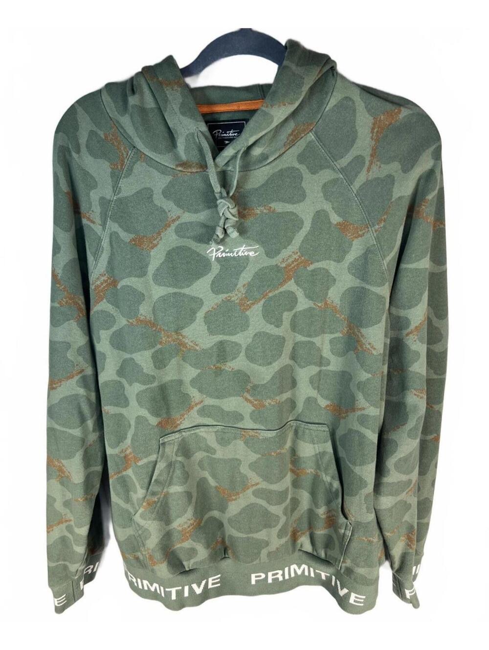 Primitive Green Earth Tone Giraffe Camo Hoodie Skater Gorpcore Streetwear Mens M